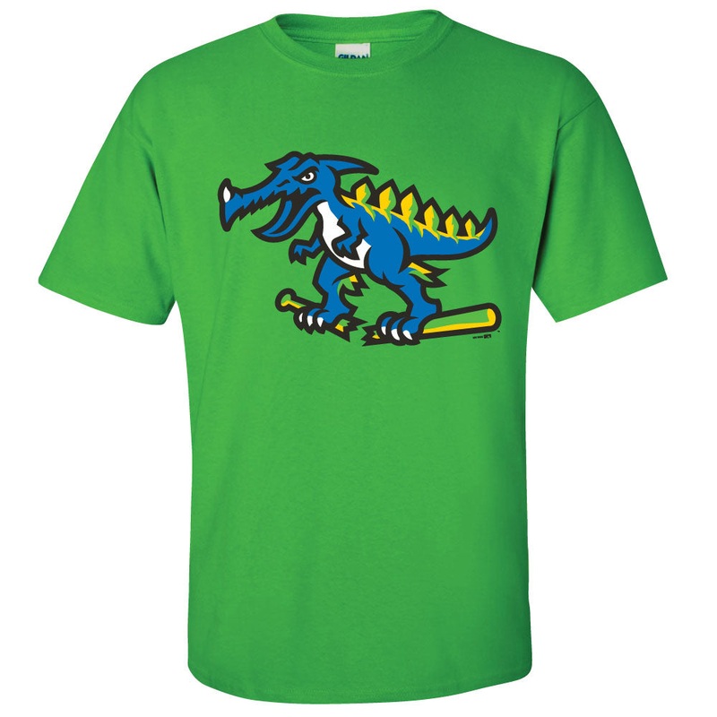 Myrtle Beach Pelicans Bimm Ridder Electric Green Pelisaurus Rex Tee