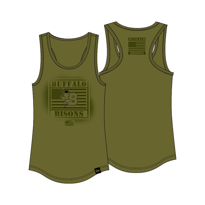 Buffalo Bisons Ladies NE Green Armed Forces Tank