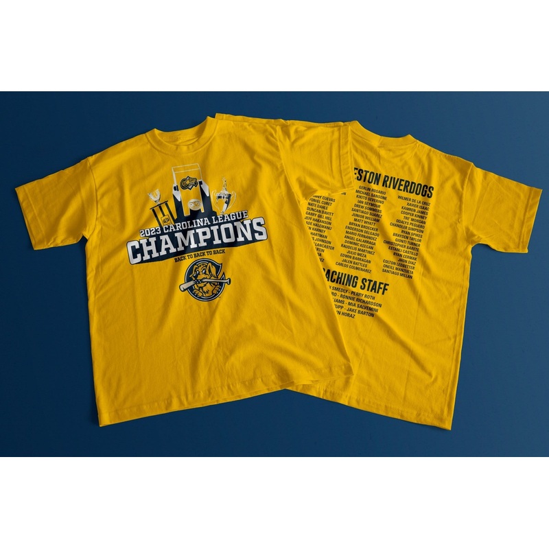 Charleston RiverDogs 2023 Carolina League Back to Back to Back Championship Tee