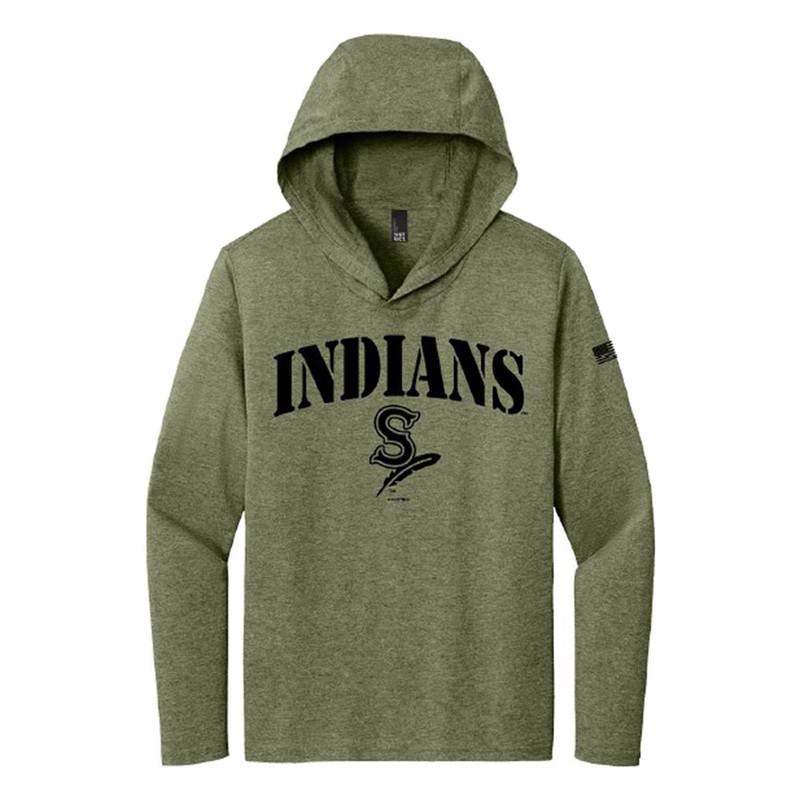 Spokane Indians Military Green Tri-Blend Hooded Tee