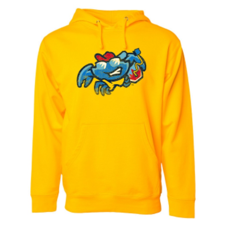 Jersey Shore BlueClaws 108 Stitches Gold Boogie Board Crab Hoodie