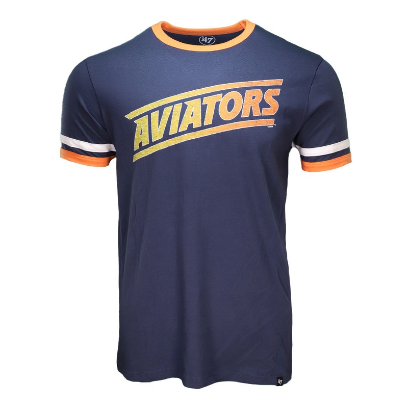 Men’s Las Vegas Aviators ’47 Brand Aviators Otis Ringer Navy/Orange Short Sleeve T-Shirt