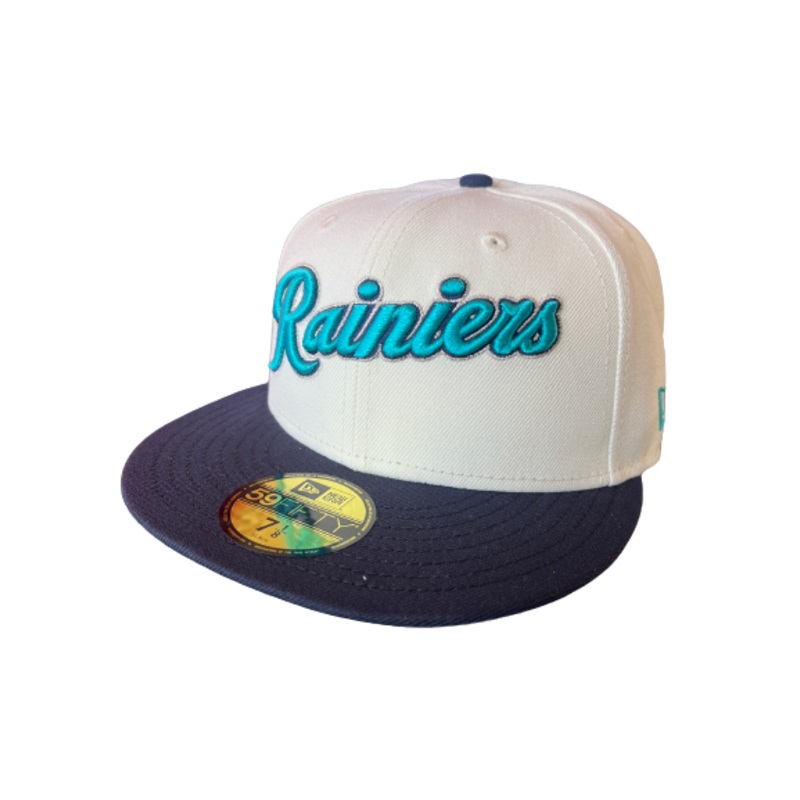 Tacoma Rainiers New Era 59Fifty Chrome Navy Script Cap