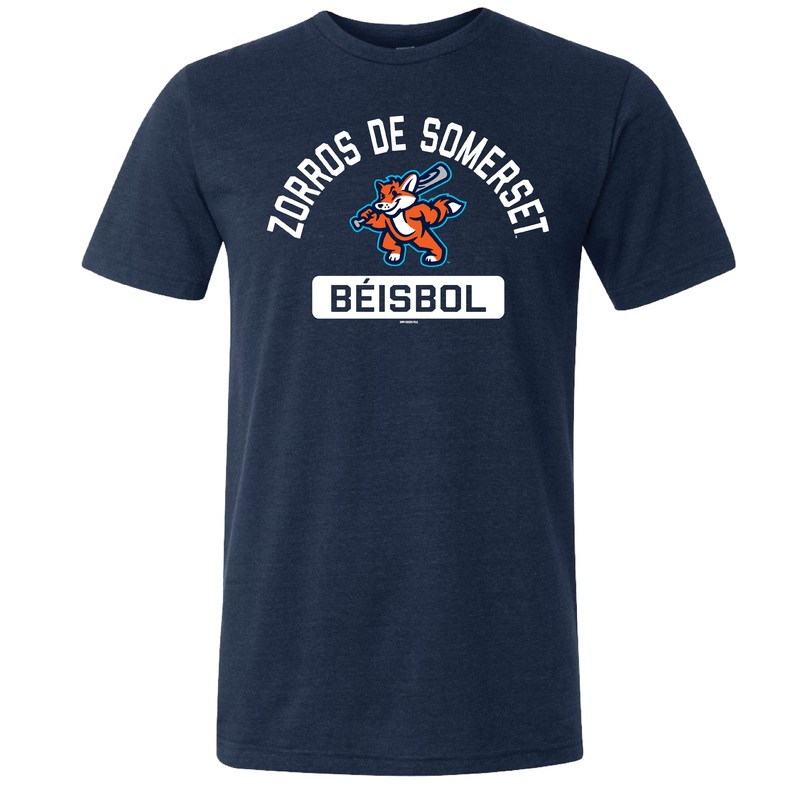 Somerset Patriots Adult Navy Triblend Zorros de Somerset Plane Copa T-shirt