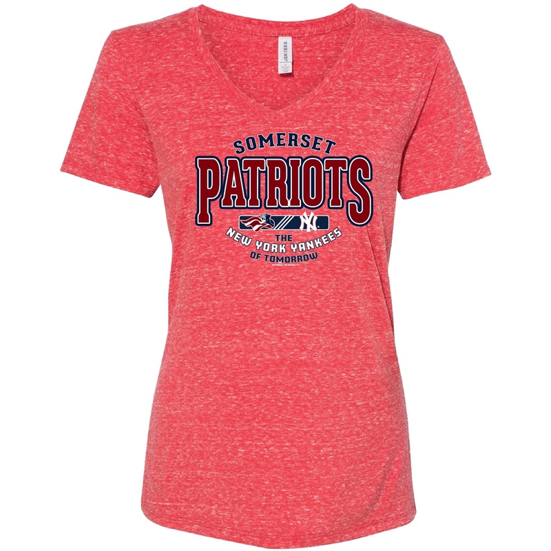 Somerset Patriots Women’s Snow Heather Red Affiliate Mango Soft Style V-Neck Tee