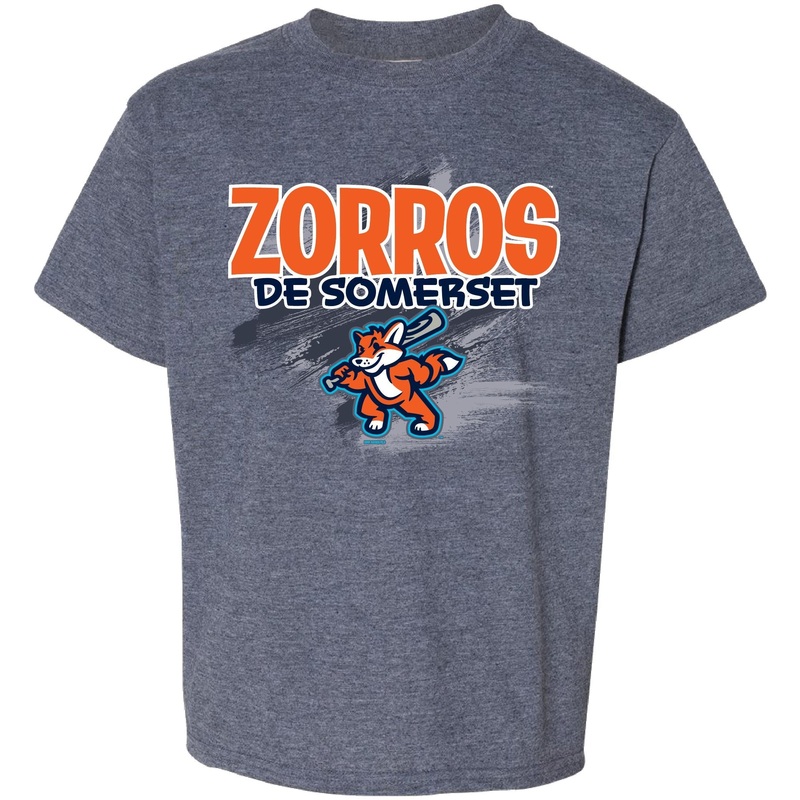 Somerset Patriots Youth SoftStyle Heather Navy  Zorros de Somerset Fulltone Copa Tshirt