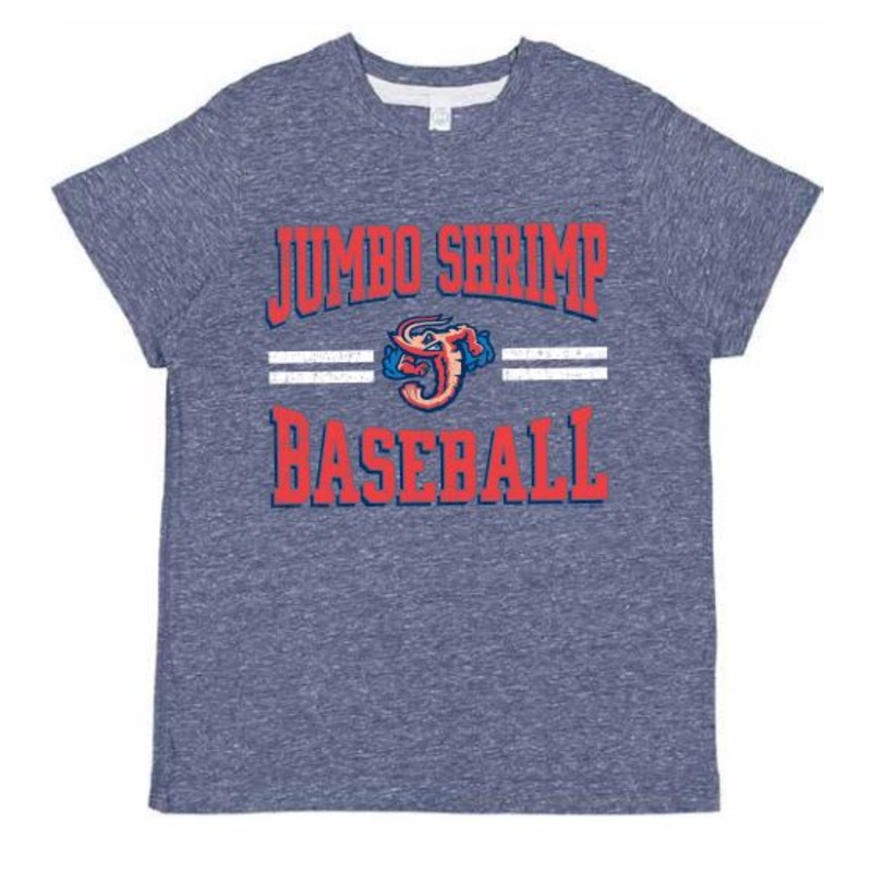 Jacksonville Jumbo Shrimp Soft As A Grape Youth Navy Melange Tee