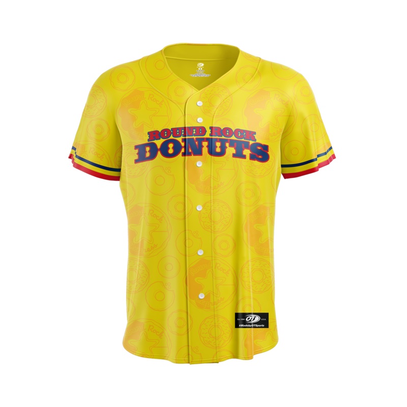 Round Rock Express OT Sports Donuts Stitched Tackle Twill On-Field Replica Jersey