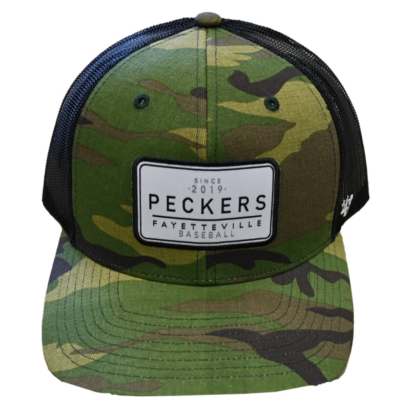 Fayetteville Woodpeckers ’47 Brand Camo Harrington Peckers Trucker Cap