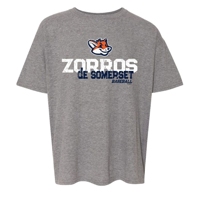 Somerset Patriots Youth SoftStyle Sport Gray  Zorros de Somerset Rotation Copa Tshirt