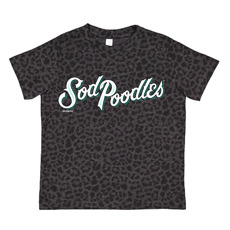 Amarillo Sod Poodles Black Leopard Script Toddler Tee