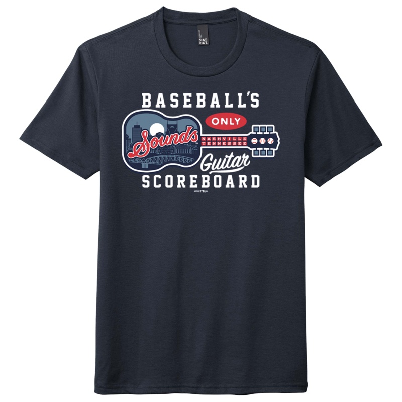 Nashville Sounds Navy Guitar Scoreboard Tee