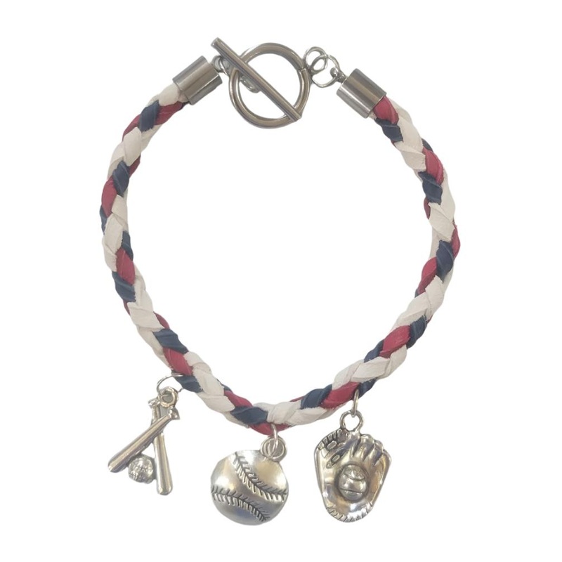 South Bend Cubs Leather Charm Bracelet