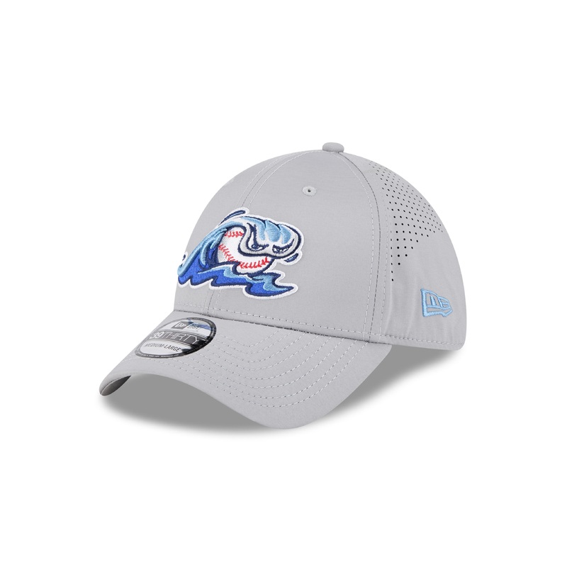 West Michigan Whitecaps New Era Jr. Mid-Perf Grey Stretch-Fit 39THIRTY Cap