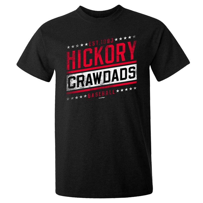 Hickory Crawdads Skew Black Ringspun Tee