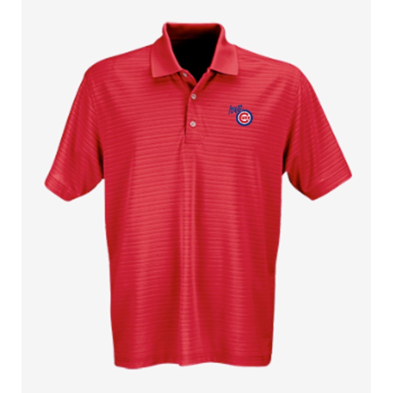 Men’s Iowa Cubs Textured Stripe Polo, Red