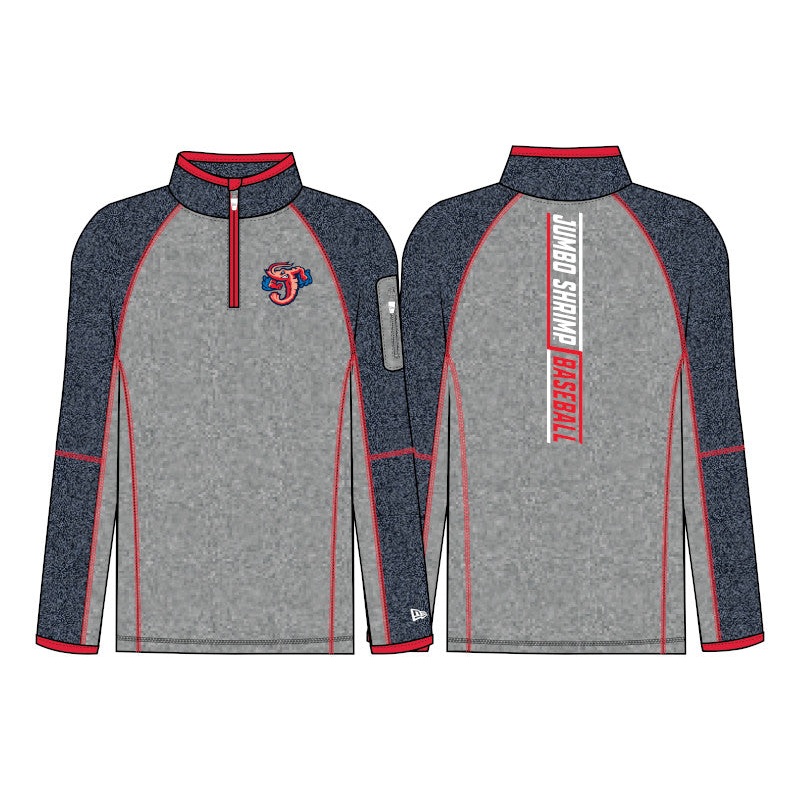 Jacksonville Jumbo Shrimp New Era Heather Gray 1/4 Zip Performance Pullover