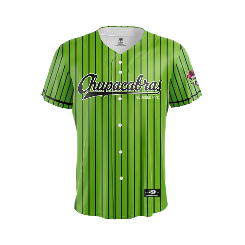 Round Rock Express OT Sports Alternate Lime Green Chupacabras Pinstripe Replica Jersey