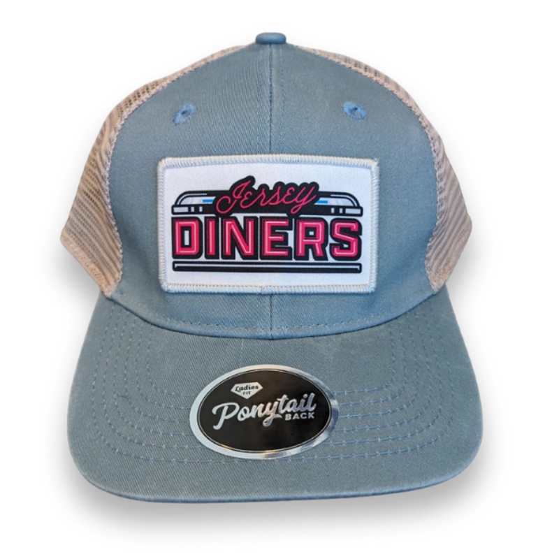 Jersey Diners Ladies Fit Mesh Back Sublimated Patch Cap With Ponytail Mesh Back