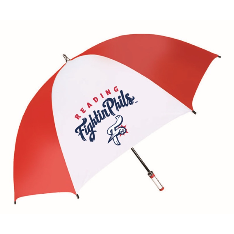 Red and White Large Fiberglass Umbrella