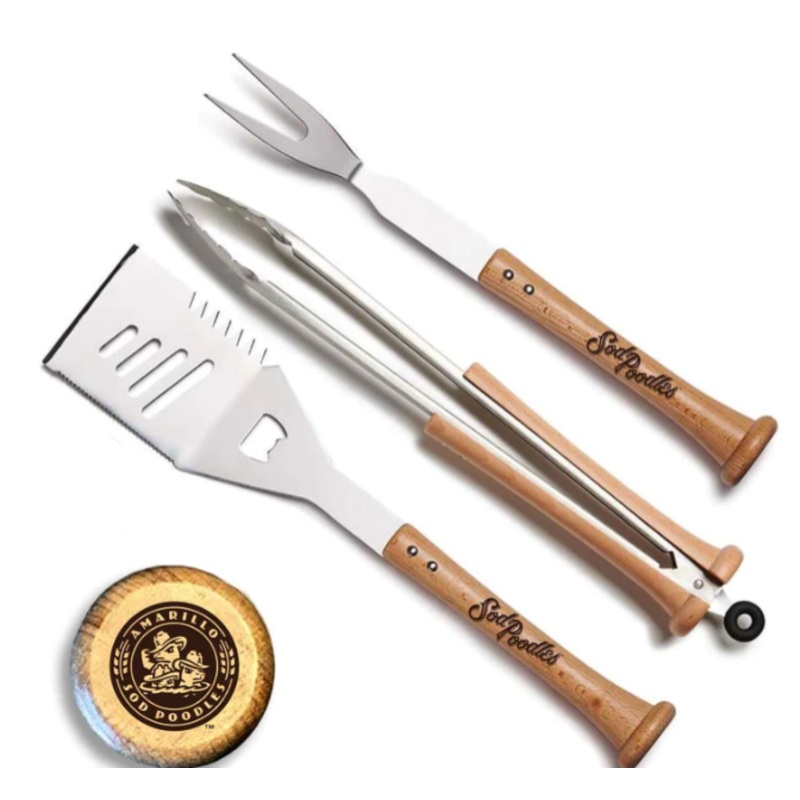 Amarillo Sod Poodles X Baseball BBQTriple Play BBQ Tool Set SPECIAL ORDER DROPSHIP ITEM