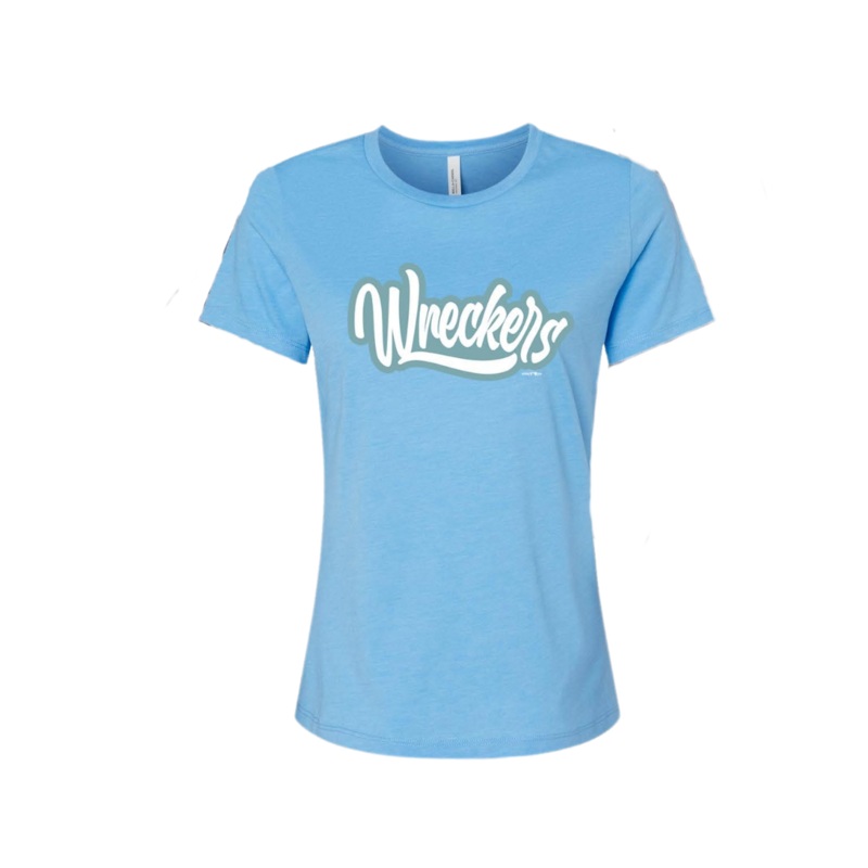 Chattanooga Lookouts Wreckers Text Curve Ladies Tee