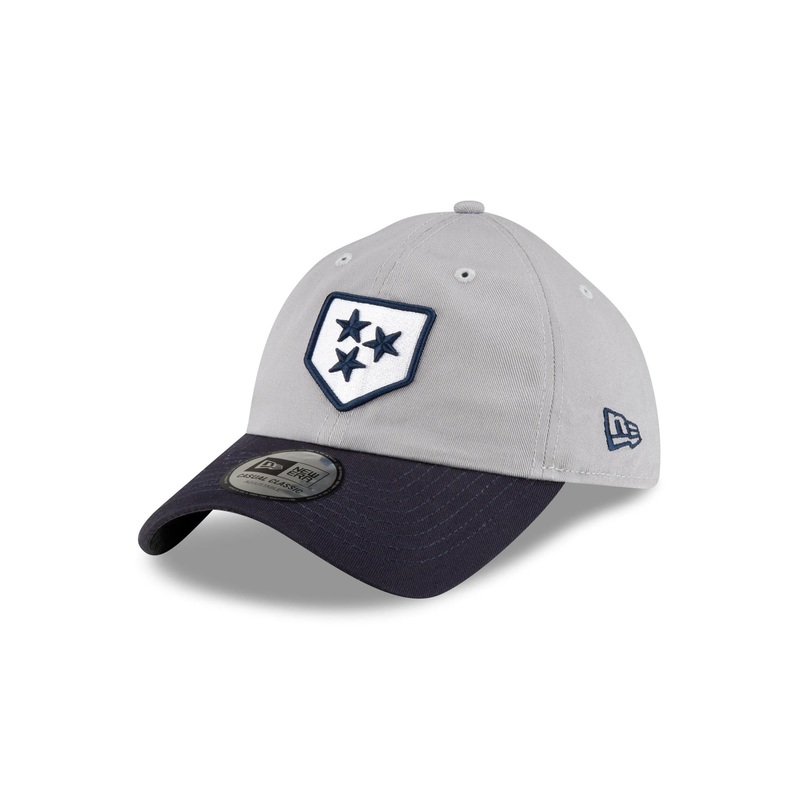 Nashville Sounds New Era Jr Grey & Navy Casual Classic Plate Logo Hat