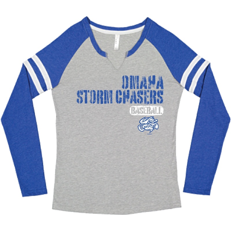Omaha Storm Chasers Women’s Bimm Ridder Heather Royal/White Historic LS Tee