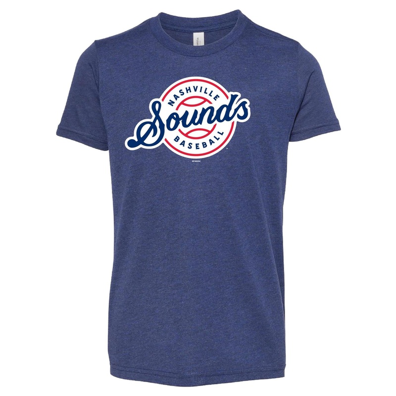 Nashville Sounds Youth Navy Lockup Logo Triblend Tee