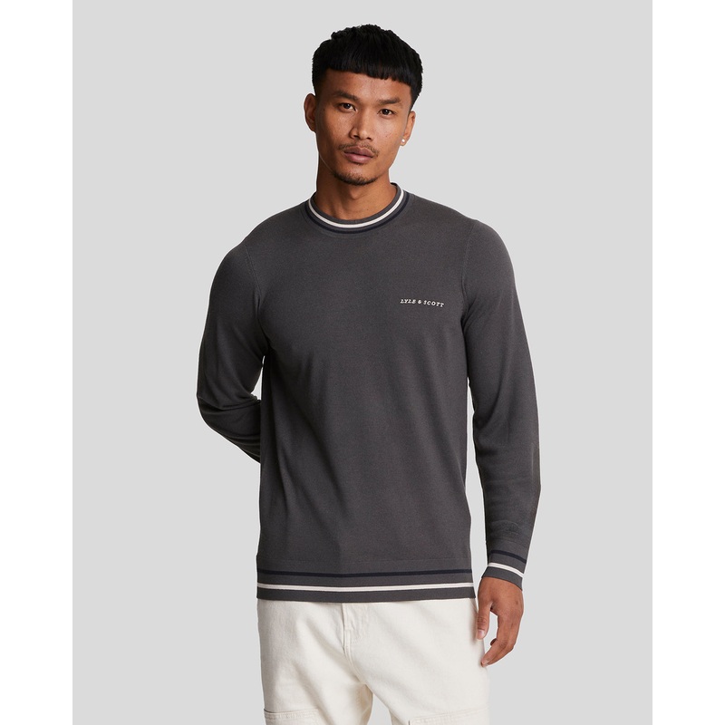 Embroidered Tipped Crew Neck Jumper