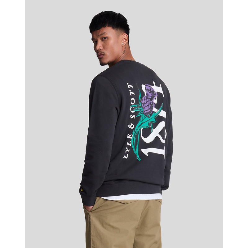 Thistle Flora Printed Crew Neck Sweatshirt