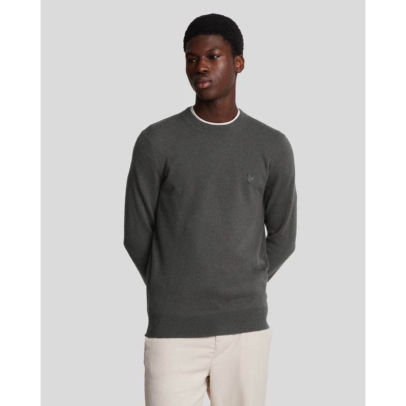 Tonal Eagle Lambswool Crew Neck Jumper