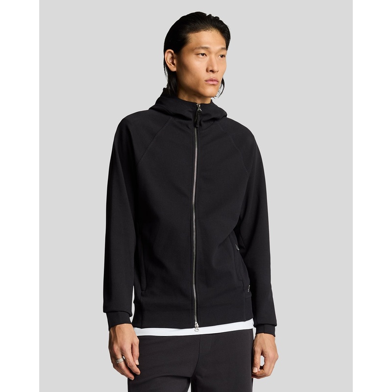 Diagonal Interlock Zip Through Hoodie