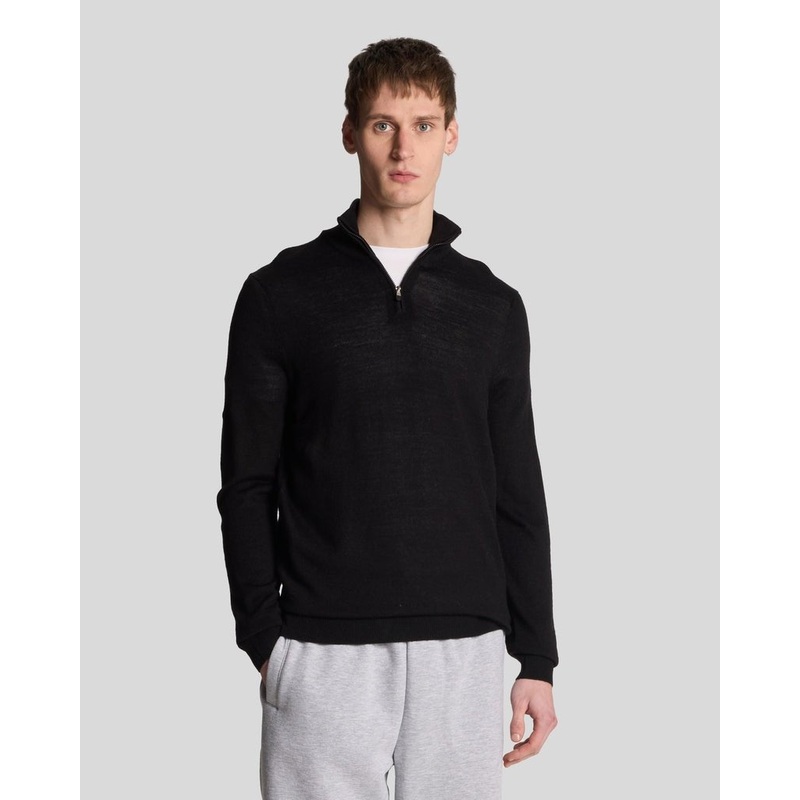 Embroidered 1/4 Zip Merino Knit Jumper
