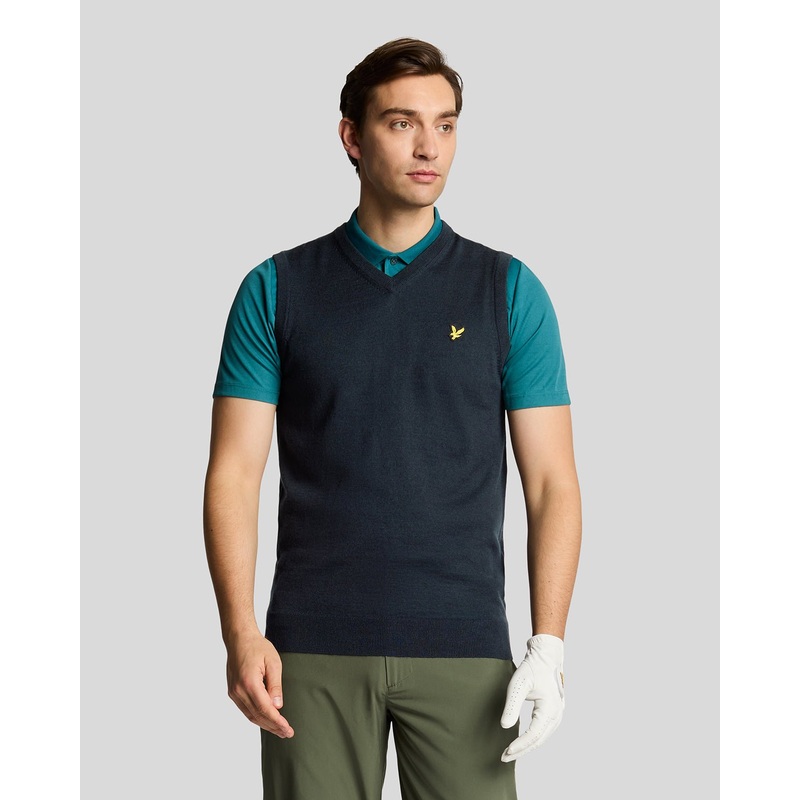Golf Merino Blend Knitted V-Neck Vest