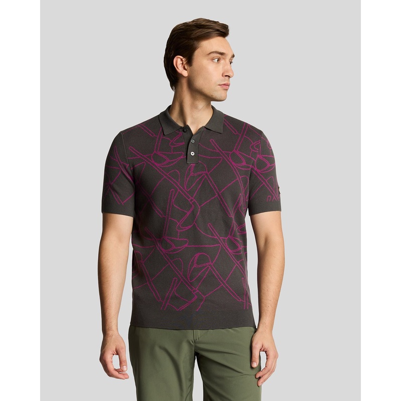Golf Outline Knitted Polo Shirt