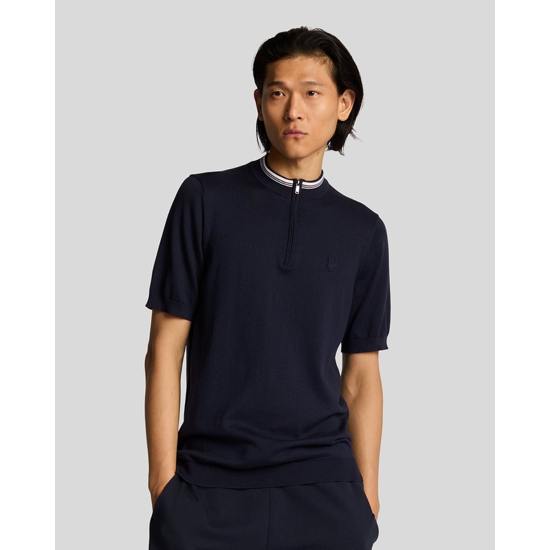 Tipped Mock Neck Short Sleeve Jumper