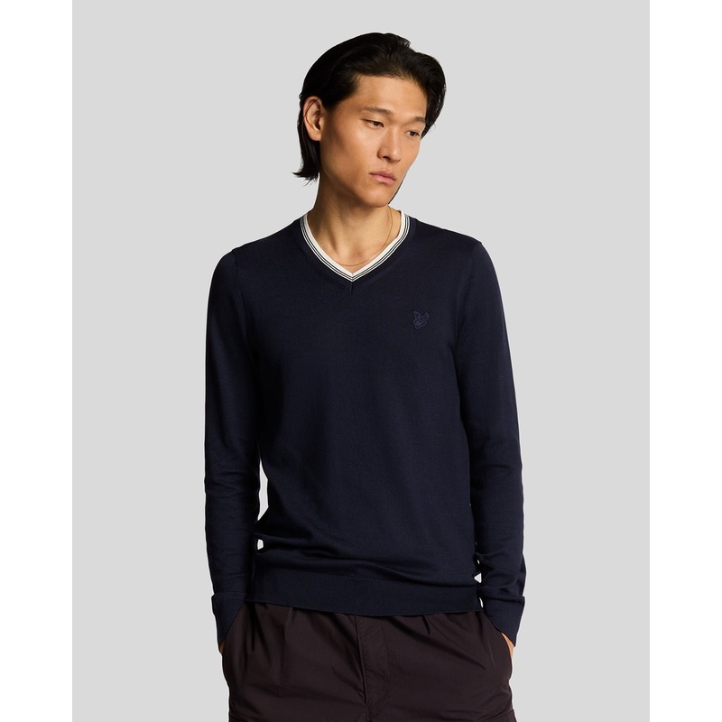 Tipped V Neck Jumper