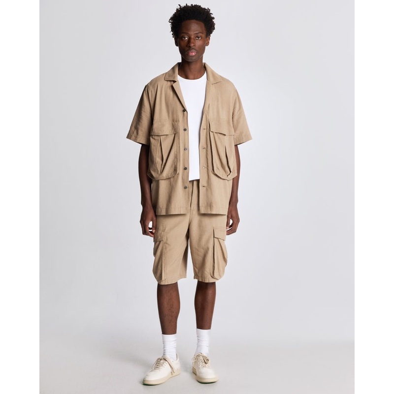 Cotton Linen Cargo Shorts