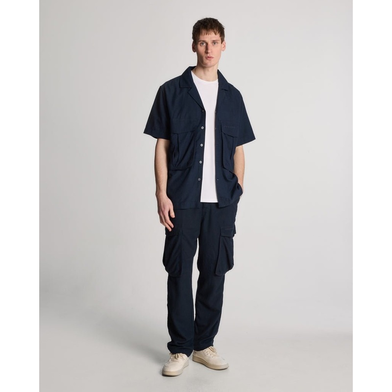Cotton Linen Revere Collar Shirt